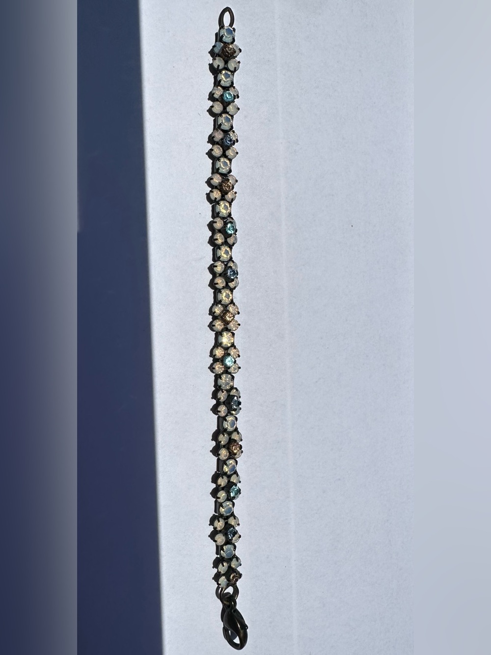 Vintage SORRELLI Swarovski Opal Faceted Aurora Crystal Gem Tennis Bracelet - Picture 3 of 10